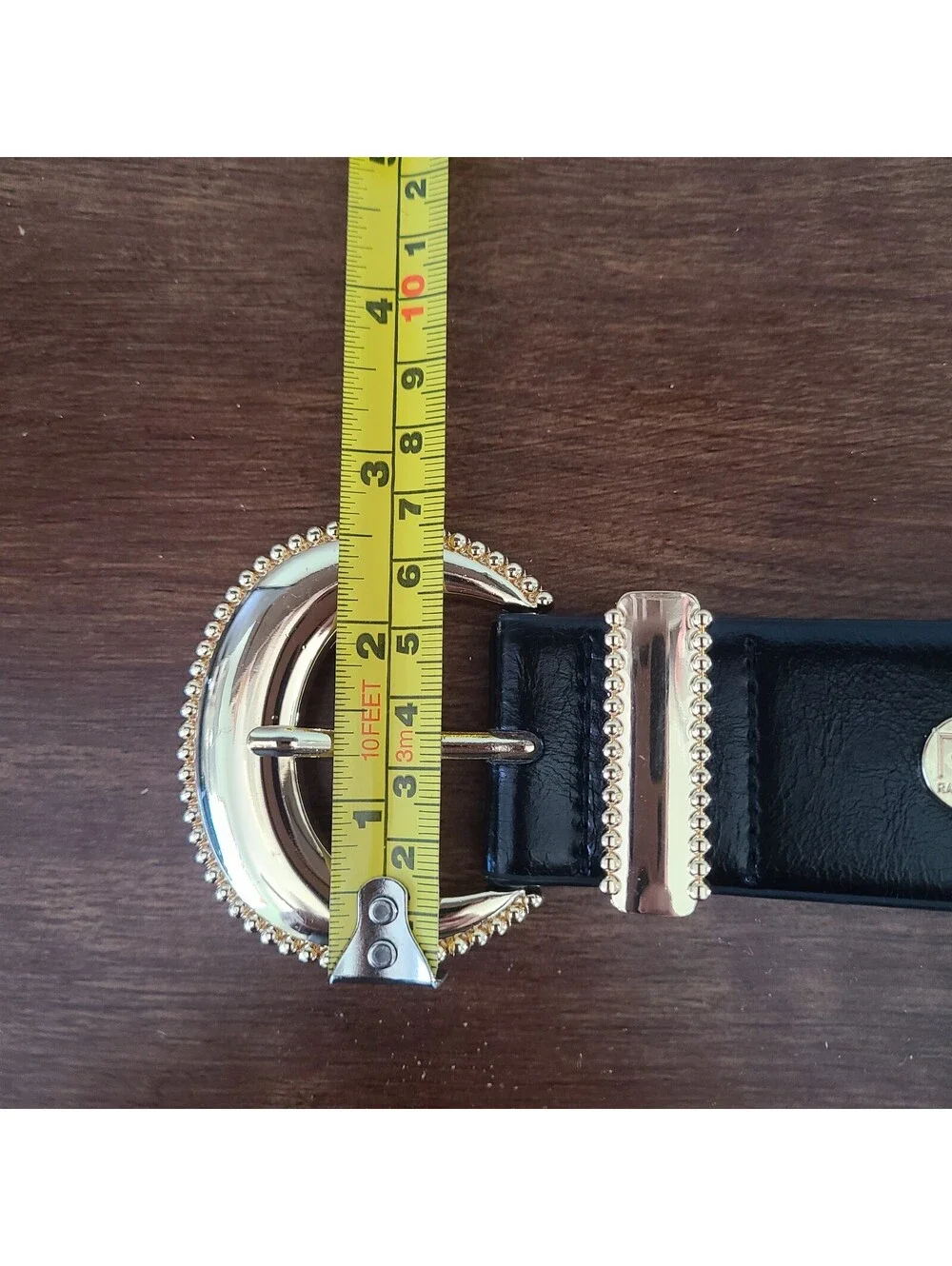 Black Dress Belt XL Gold Buckle NWOT  36
